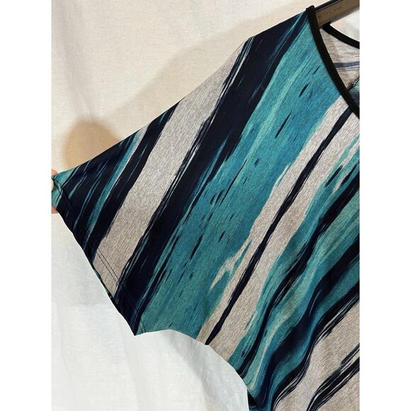 Lavish Teal Grey & Black Sleeveless XL Blouse - Picture 4 of 8